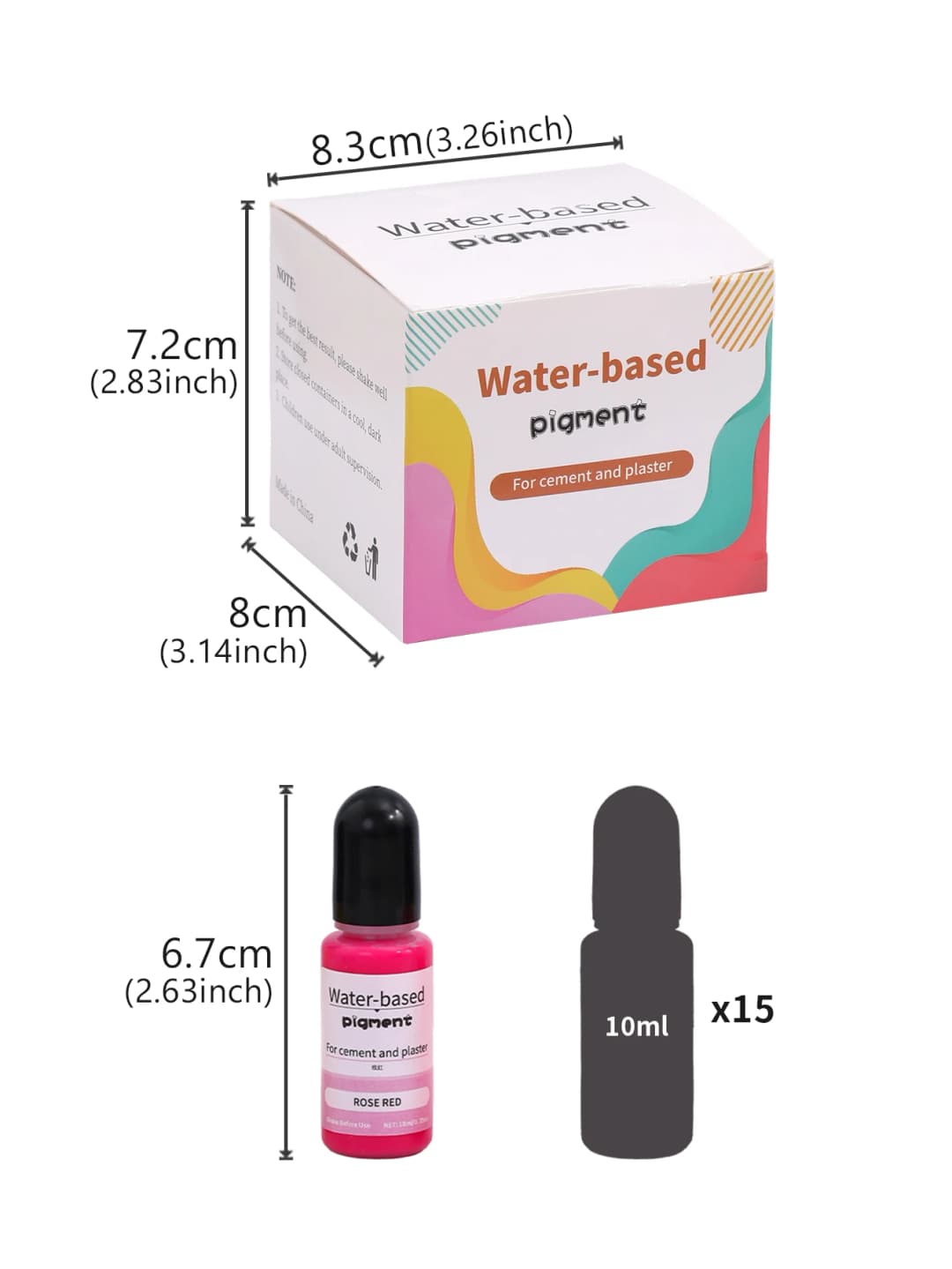 مجموعة 1 من 15 لونًا لصبغة يدوية من الجبس الأسمنتي القابل للذوبان في الماء وصبغة لونية يدوية الصنع من الراتنج القابل للذوبان في الماء للأسمنت - 6