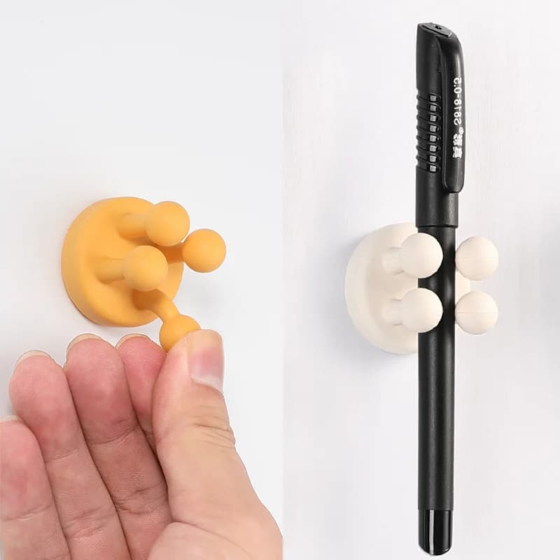 6/1pcs Punch Free Silicone Hook for Bathroom Razor Holder Storage Hook Wall Shaving Shaver Shelf Toothbrush Holders Organization - 4