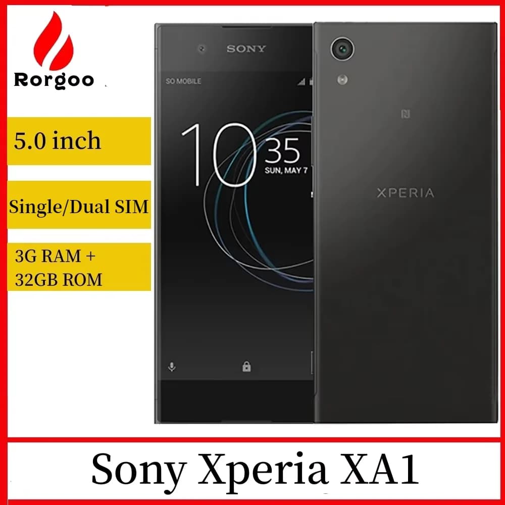 هاتف Sony Xperia XA1 بسعة 32 جيجابايت ROM و3 جيجابايت RAM بشريحة/مزدوجة SIM 5.0 بوصة Android 23 ميجابيكسل 4G LTE هاتف ذكية GPS WIFI أصلية غير مقفلة
