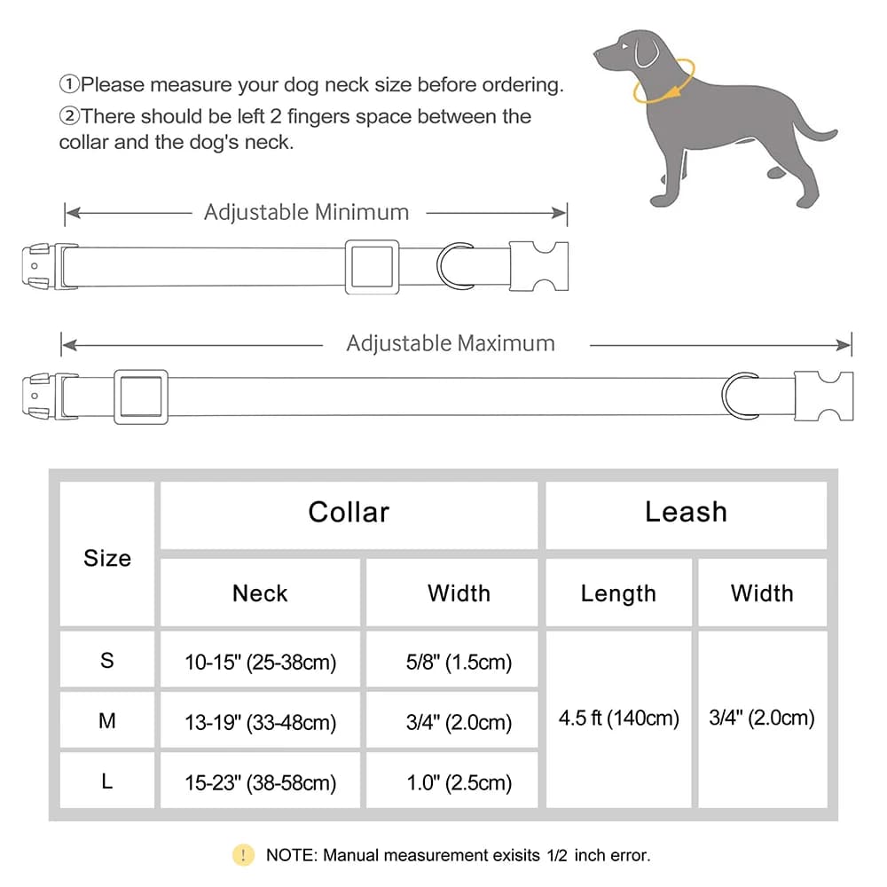 Personalized Dog Collar Leash Durable Nylon Leather Dog Buckle Collars Necklace Pet Walking Leash for Small Medium Dogs Pitbull - 6