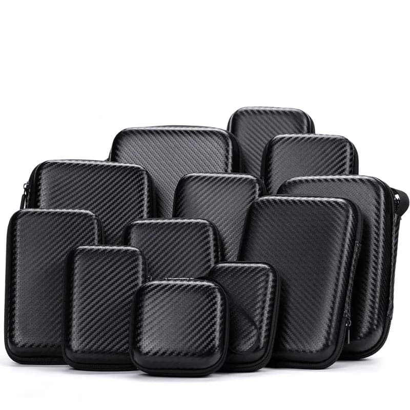 حقيبة للتخزين بسحاب حقيبة حمل محمولة متعددة الأحجام سماعة حزمة حقيبة بسحاب تخزين السفر لسلك الكابل ﻿