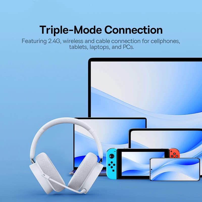 Baseus GH02 Wireless Gaming Headsets with Mic Headphones Bluetooth 5.3 40mm Driver 2.4G/Wireless/Cable RGB Overhead Headphone - 5