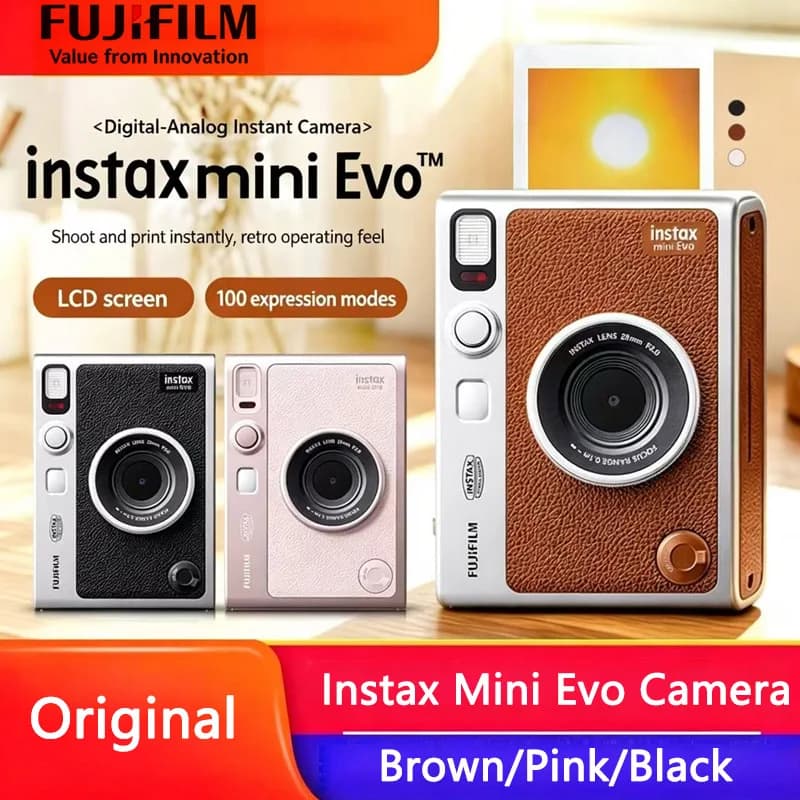 New Model Fujifilm Instax Mini Evo Camera Pink/Brown/Black Optional White Film 20/40 sheets Fuji Instant Camera Smartphone Photo - 3