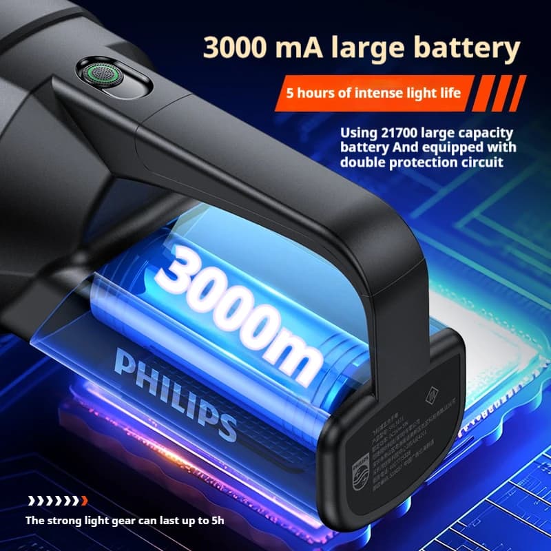 Philips Rechargeable Camp Flashlights Portable Waterproof Torch Work Light Outdoor Searchlight Camping Lantern with Side Light - 6