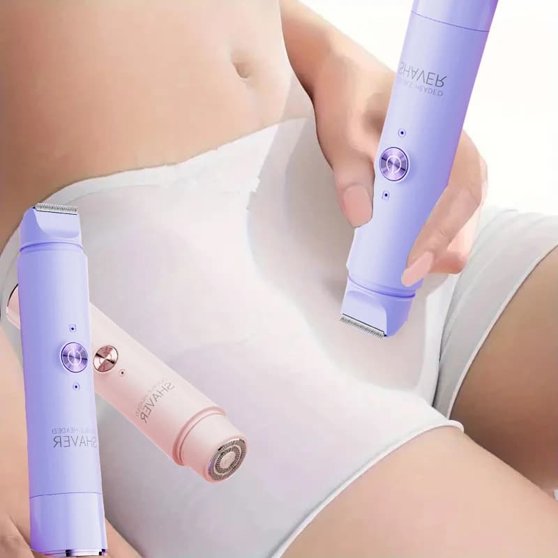 2-in-1 Wireless Rechargeable Electric Shaver, Suitable for Women - Dual Head Bikini Trimmer, Suitable for Both Dry and Wet Use - 2