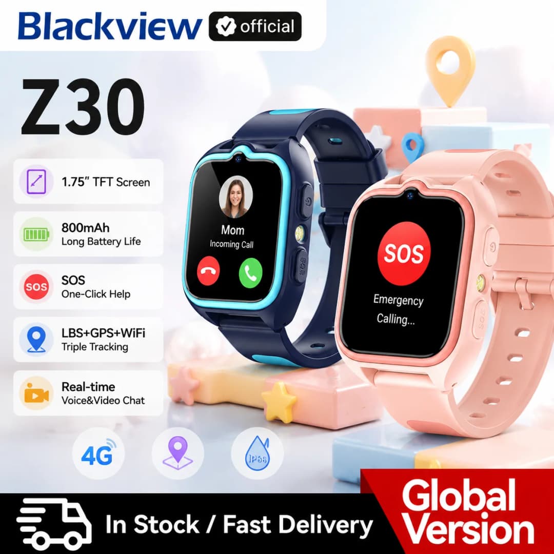 New Blackview Z30 Kids Smart Watch 4G Call Phone Watch, Waterproof Children Monitor Tracker, SOS Child Sports Digital Watches