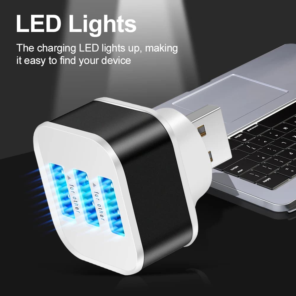 3 Port USB Extender USB2.0 HUB Quick Charge USB Splitter Multiple Interface Car USB Expander Phone Tablet Laptop Charger Adapter - 3