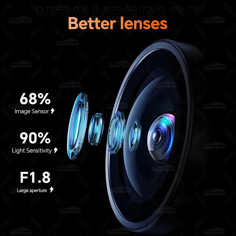 كاميرا OBDPEAK K8 Pro، أمامية 5K، خلفية 1080P، داش كام بشاشة 11.3 بوصة تعمل باللمس، Ai Carplay، أندرويد AUTO، نظام تحديد المواقع والملاحة، للرؤية الليلية DVR - 6