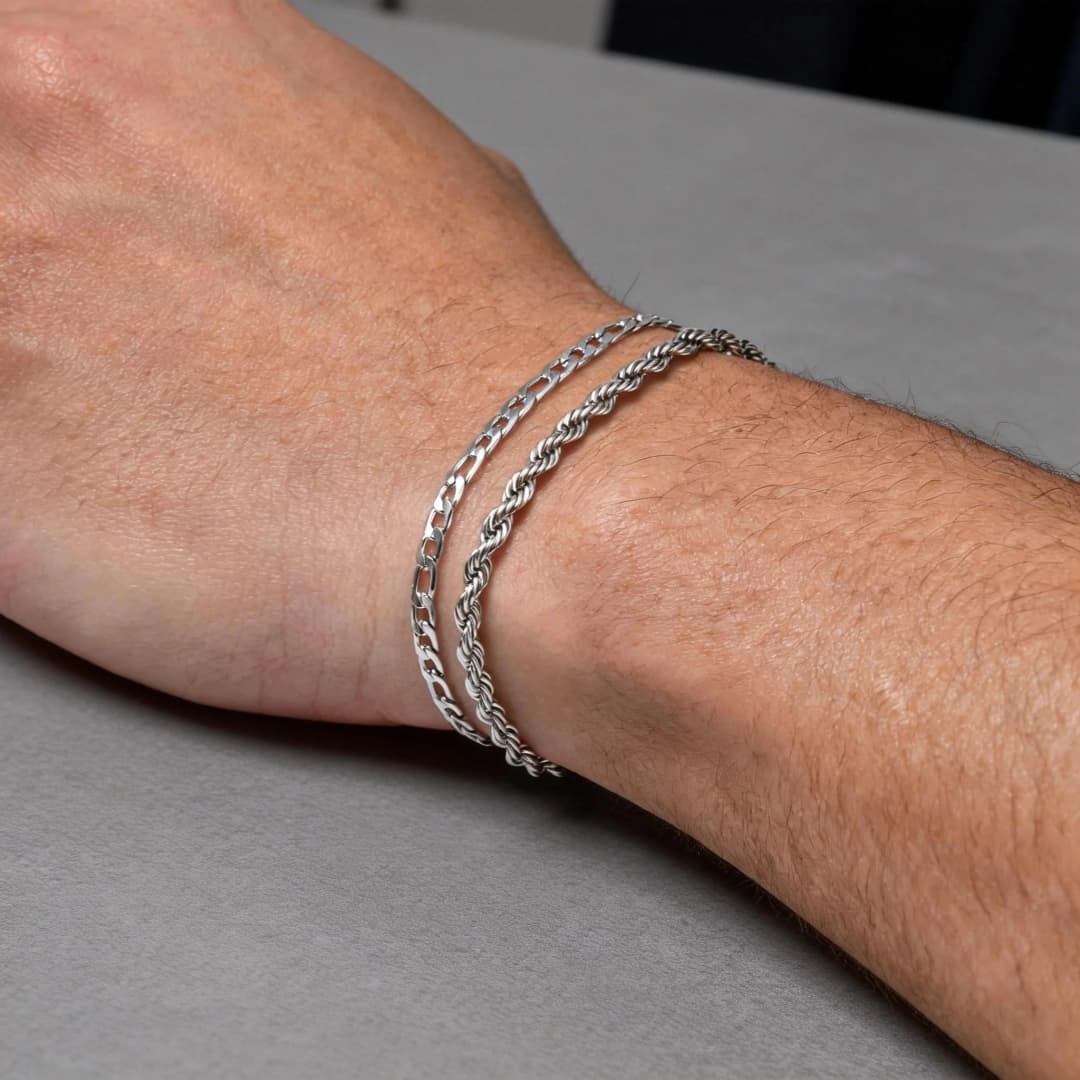 Men's Thin Chain Bracelet,Never Fade Stainless Steel Adjustable Wristband,Minimalist Hip Hop Jewelry Gift - 6