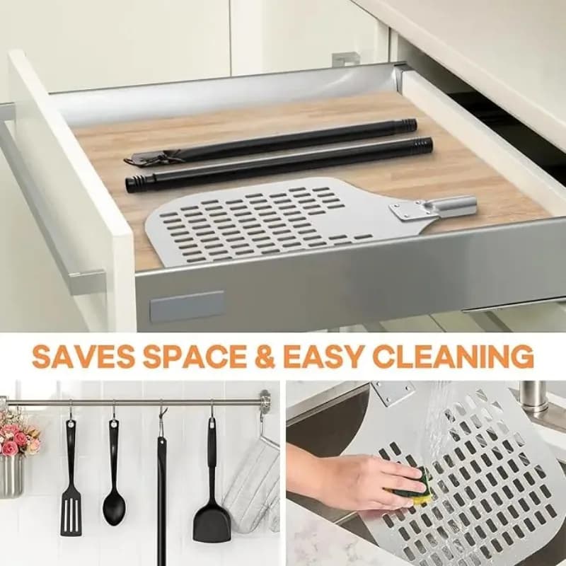 7/9/12 بوصة المهنية بيتزا ملعقة مجداف مثقب الألومنيوم معدن البيتزا تحول قشر لملحقات فرن البيتزا محلية الصنع - 6