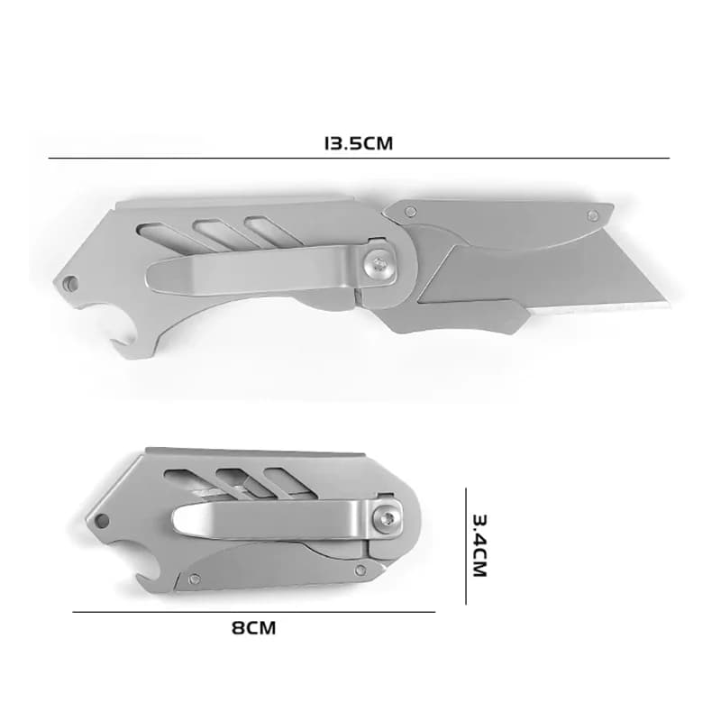 Stainless Steel Folding Utility Knife Sharp Pocket Knife With Back Splint EDC Survival Tool Corkscrew Replaceable SK5 Blade - 4