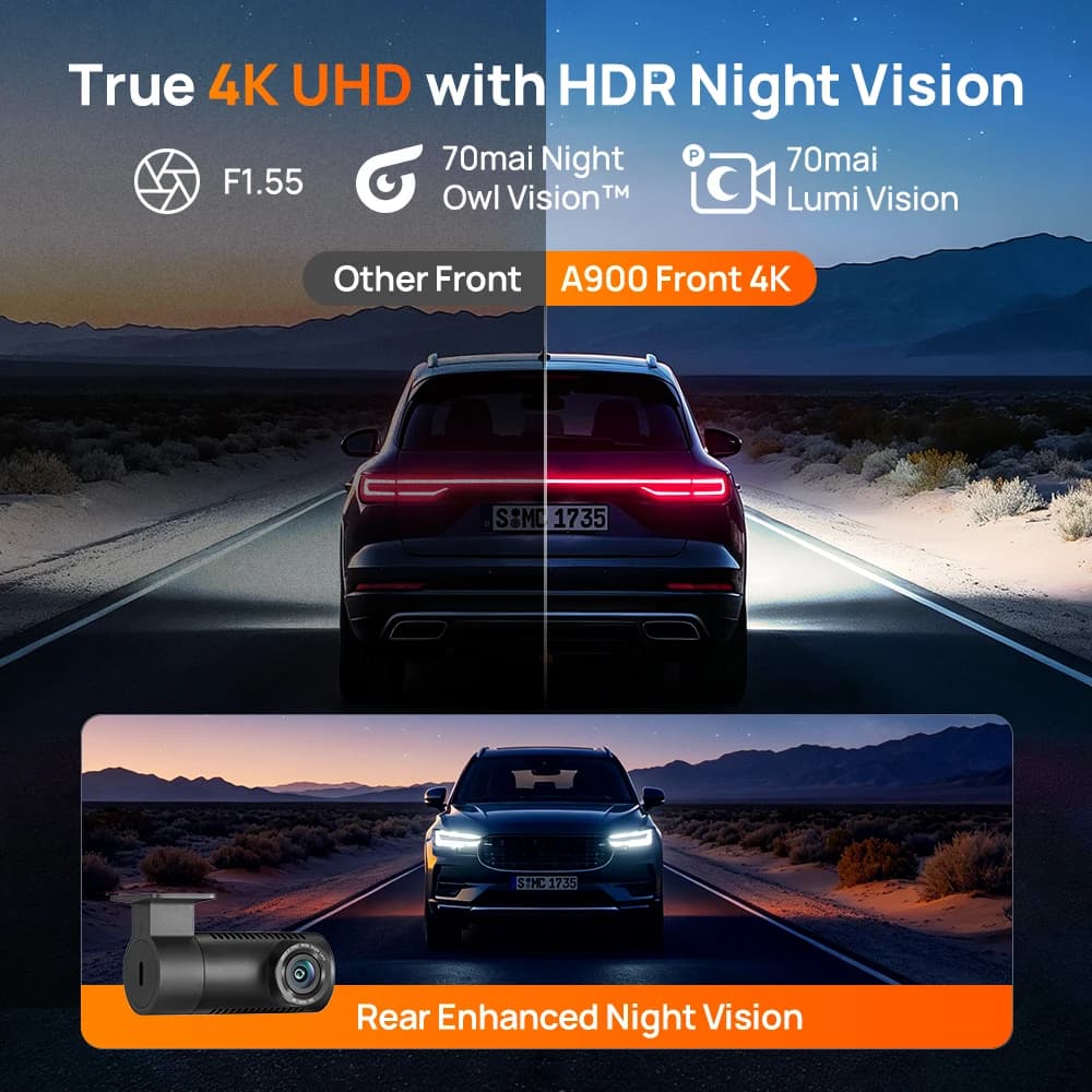 【New】70mai Dash Cam A900 Dual 4K Dual HDR f/1.55 Aperture Supercapacitor Wi-Fi 6 GPS Max 512GB 4G LTE Cloud Car DVR 70mai A900 - 4