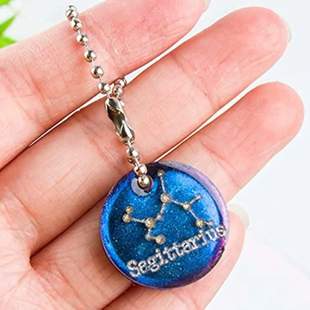 12 Zodiac Constellation Resin Molds, Round Zodiac Sign Epoxy Resin Molds for Jewelry Making DIY Craft - 6