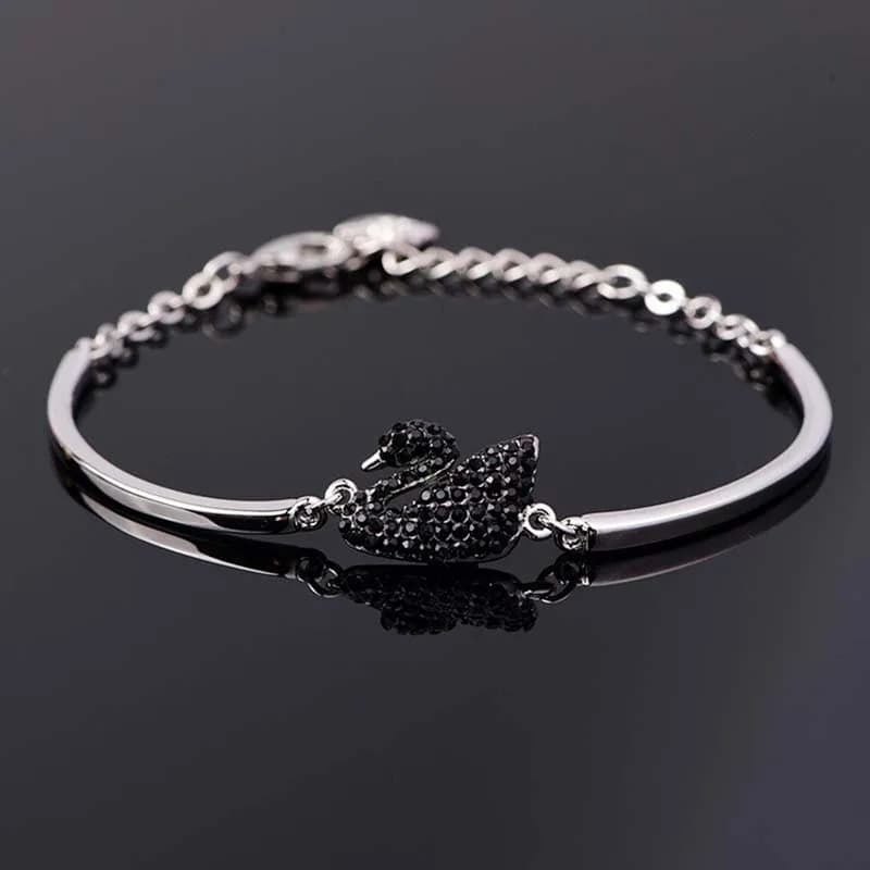 إكسسوارات مجوهرات سوار فاخر مرصع بالزركون هدايا حفلات نسائية موضة ذهبي وردي ذهبي سوار بجعة - 6