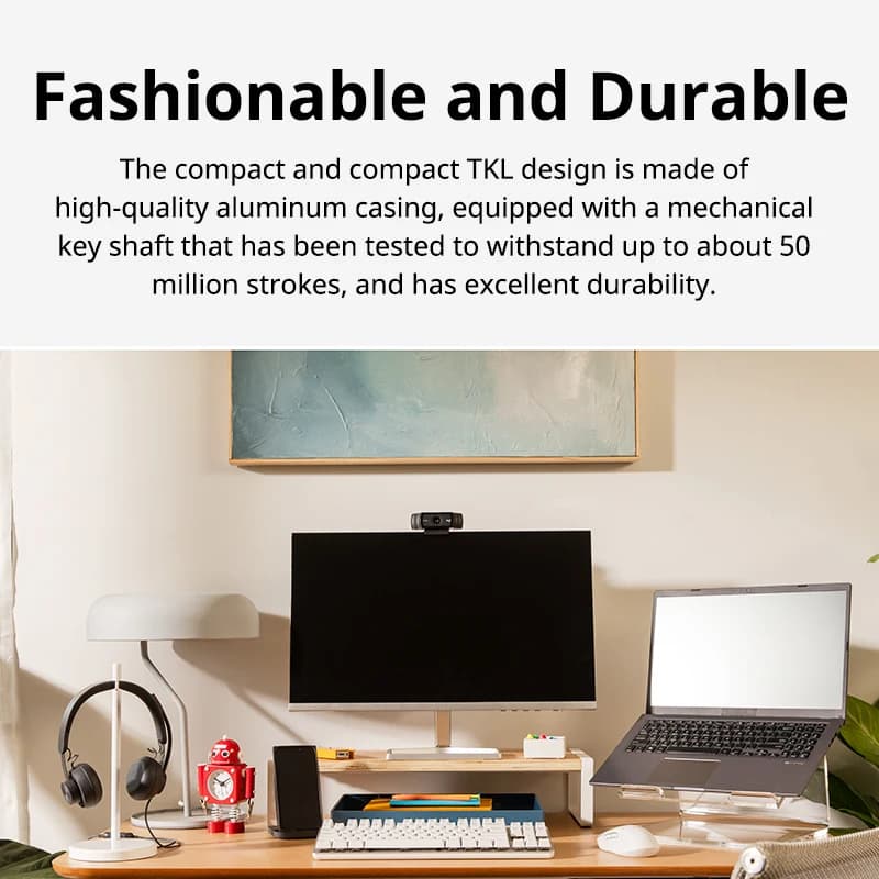 لوحة مفاتيح ميكانيكية لاسلكية Logitech K855 بمحور TTC أحمر، تخطيط 84 مفتاح، اتصال عبر Bluetooth أو مستقبل 2.4G - 5