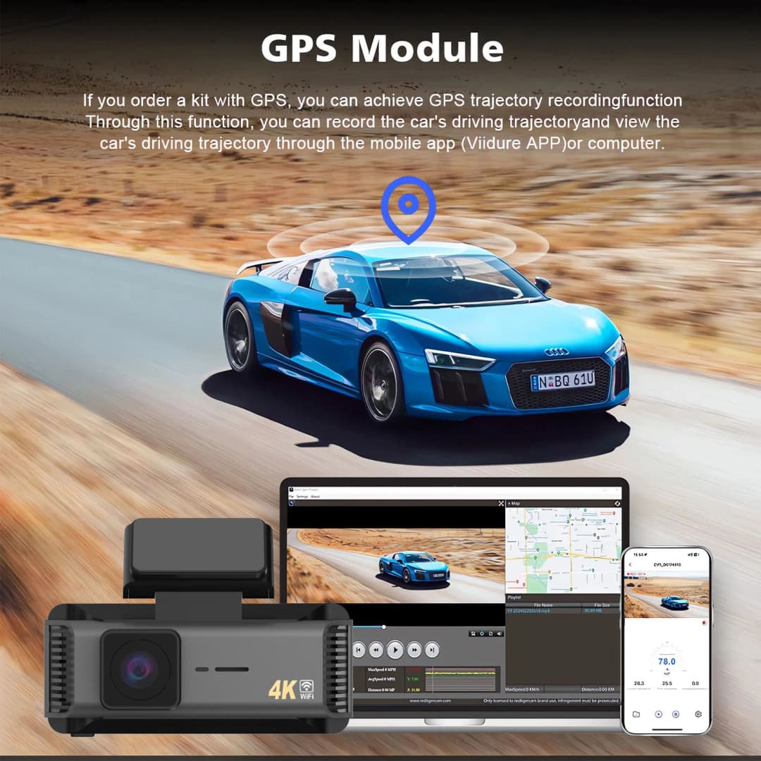 كاميرا سيارة DVR 4K 5G WIFI GPS مصغرة كاميرا لوحة قيادة أمامية وخلفية عدسة مزدوجة صندوق أسود مسجل فيديو قيادة رؤية ليلية - 6