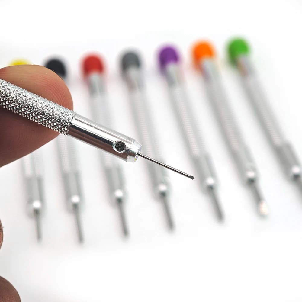 مجموعة مفكات صغيرة مسطحة للساعات 8 قطع لإصلاح وصيانة الساعات مفك دقيق لصانعي الساعات أدوات احترافية للساعات - 4