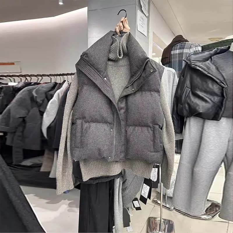 2025 Korea Chic Streetwear Personalized Vest Short Parkas Casual Elegant Coat Advanced High Street Moda All-match Women Jacket - 3