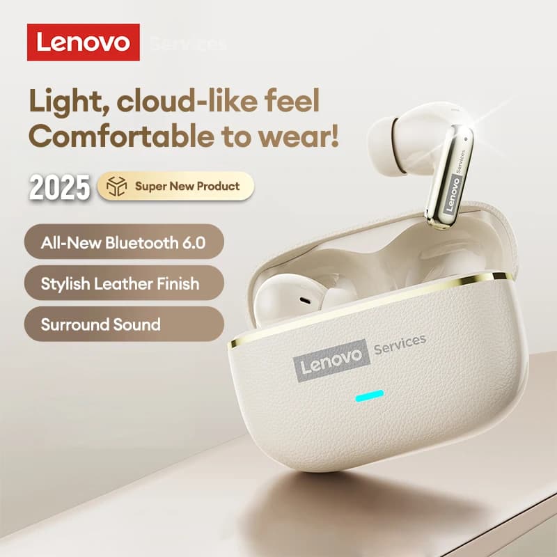 Lenovo LE208 Wireless Bluetooth 6.0 Leather Headphones HiFi Lossless Sound Noise Reduction Earphone Low Latency Gaming Earbuds - 2