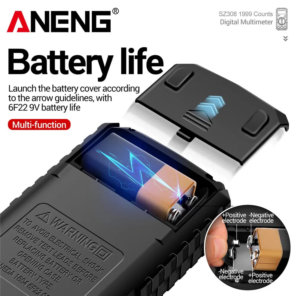 ANENG SZ308 1999 Count Digital Multimeter AC/DC High-Precision Multi-function Voltage Current Resistance Multimeter Tester Tools - 4