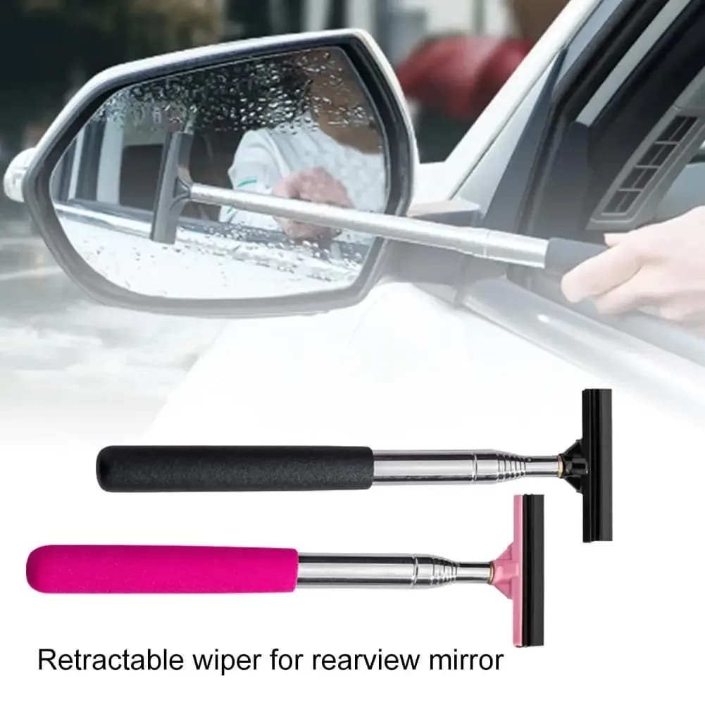 Car Telescopic Rearview Mirror Squeegee Portable Rainy Side Wiper Car Tool Glass Cleaning Handheld Mirror Window - 5