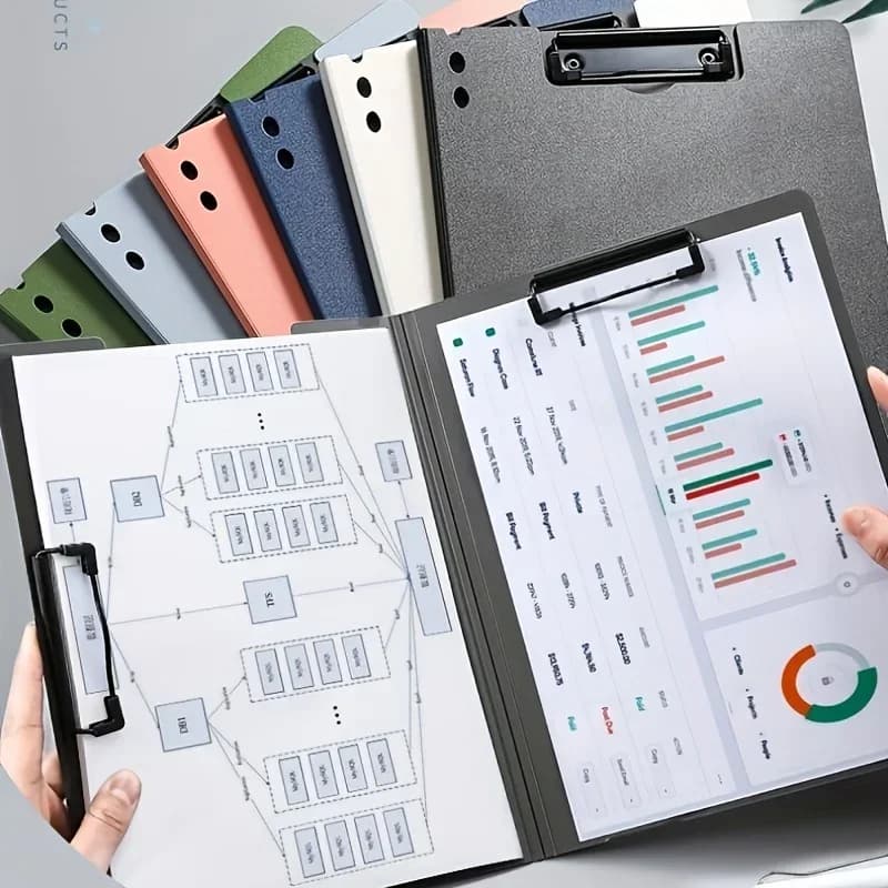 مجلد ملفات A4، منظم مستندات، حافظة مع غطاء، مجلد ورق للأعمال والمدرسة والقرطاسية واللوازم المكتبية - 4