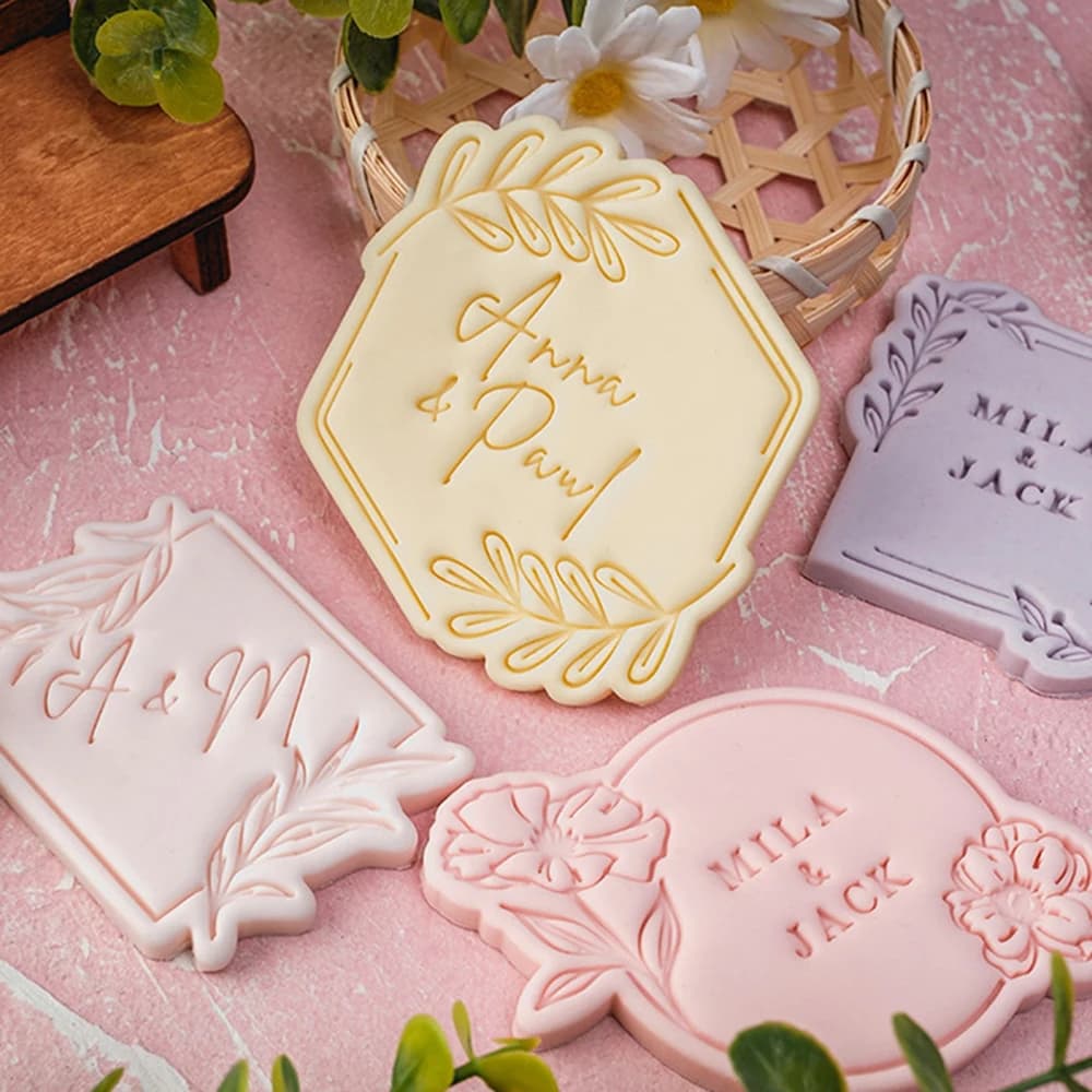 قالب تقطيع كعك الزفاف وأعياد الميلاد مع نقش البركة - أداة خبز يدوية - 5