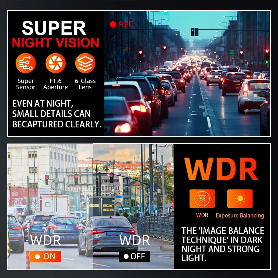 4K WIFI Dash Cam Mini CAR DVR Support Front and Rear Dual Lens 1080P Black Box Room Night Vision Camera Parking Monitor - 3