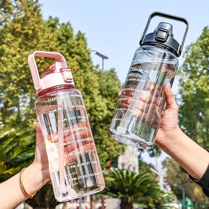 2L Portable 1pc Water Bottle Large Capacity Plastic Straw Water Cup Drink Bottle With Time Marker For Outdoor Sports Fitness - 5