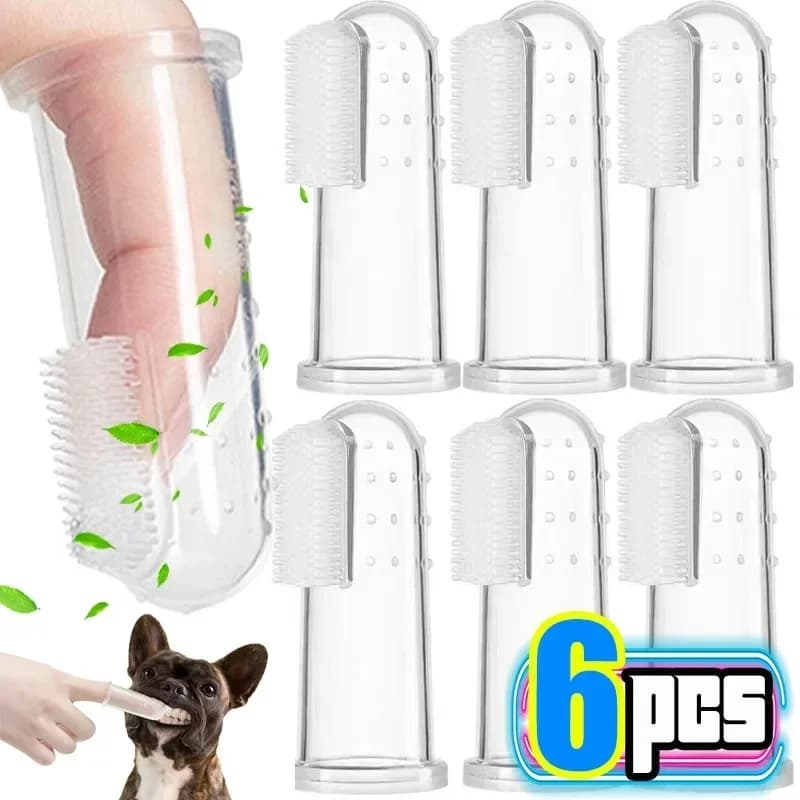 Silicone Soft Pet Finger Cuff Toothbrushes Dog Brush Bad Breath Tartar Teeth Care Tool Cat Cleaning Scrub Silicagel Pet Supplies - 2