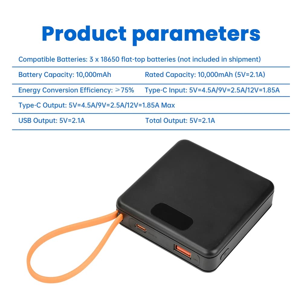 DIY Power Bank 18650 Removable Weld-Free Portable Battery Bank 22.5W Fast Charging 10000mAh Rechargeable Module With LCD Display - 5
