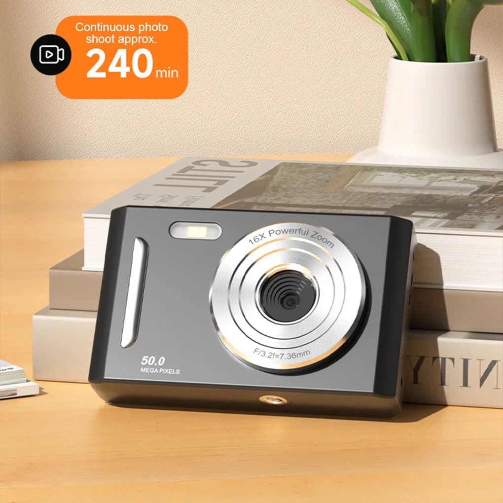 كاميرا رقمية 4K، فلاش مزدوج، 50 مليون بكسل HD، CCD كلاسيكية، محمولة، تركيز تلقائي - 6