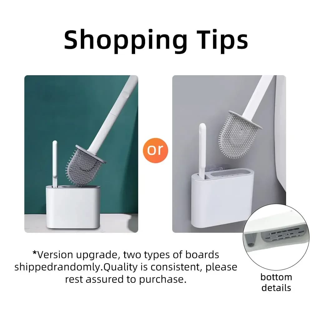 مجموعة فرش تنظيف المرحاض - فرشاة رأس مسطحة مرنة + حامل جداري، منظف فعال لحوض المرحاض للحمام - 5