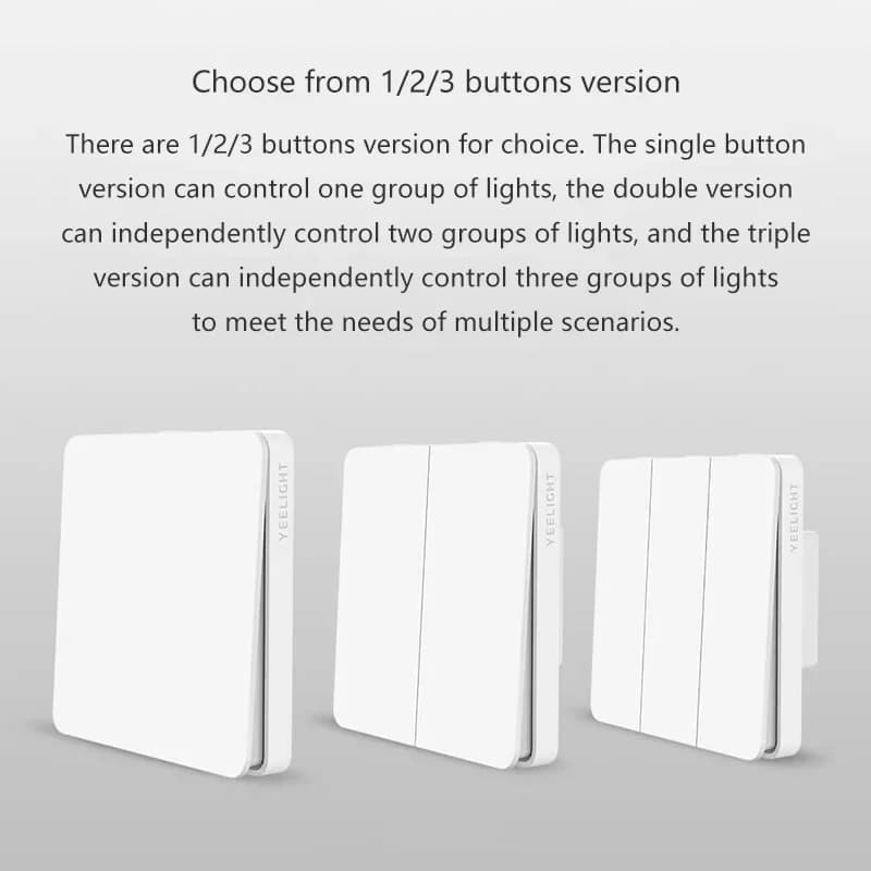 Yeelight Lingdong Wall Switch Button Panel Self Rebound 2 Way Dual Modes 1/2/3 for Smart Lamp and Normal Light 250V 16A - 6