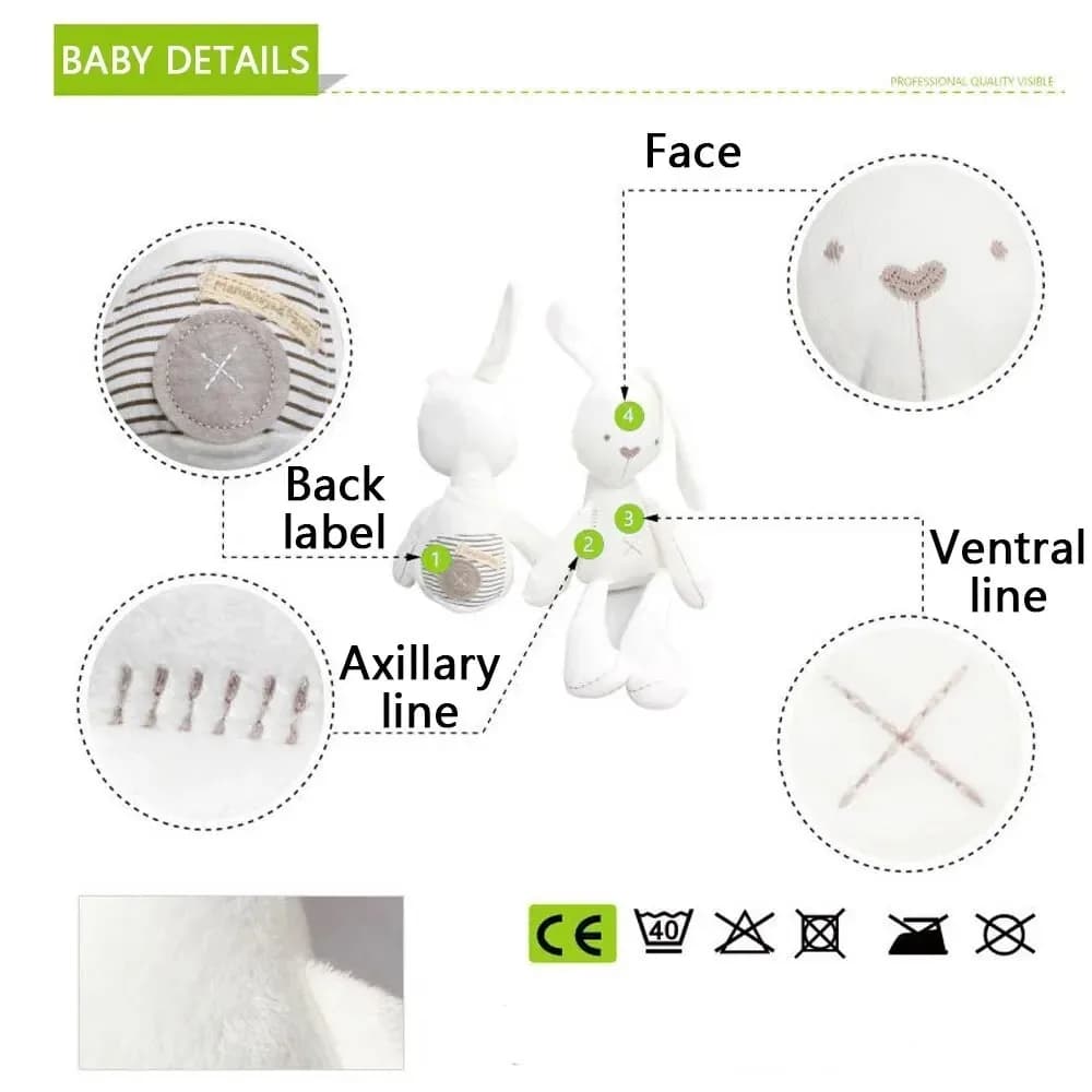 42 أذن كرتونية ظريفة طويلة أذن طفل رضيع ناعمة للأطفال أرنب ورفيقة نوم محشوة من القطيفة من القطيفة من القطيفة من أجل الأطفال - 5