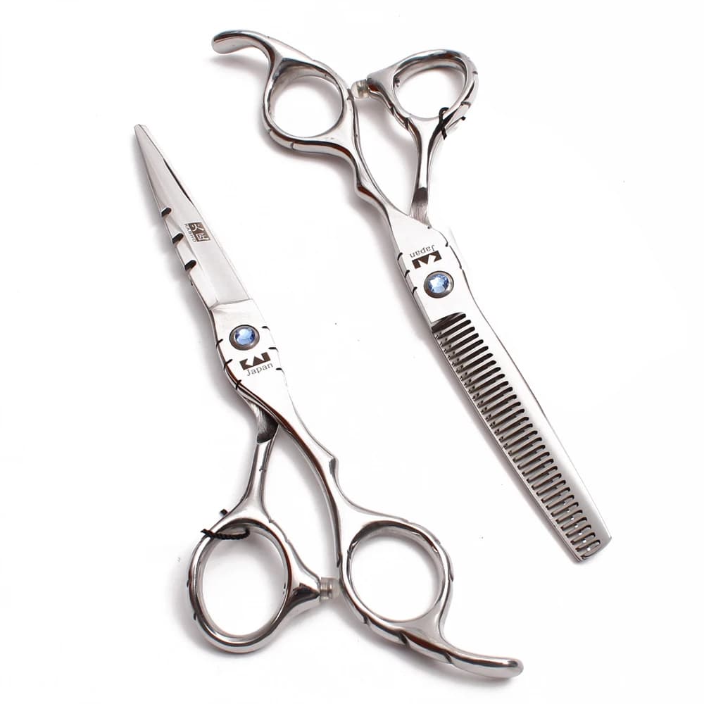 مقص شعر احترافي مستقيم من الفولاذ المقاوم للصدأ، مقص حلاقة حاد، لتخفيف وتنعيم الشعر في الصالون 1010 - 2