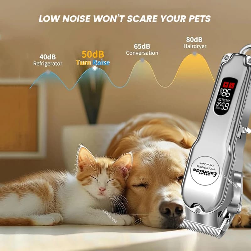Professional Dog Hair Clippers Full Metal Rechargeable Pet Trimmer Cat Shaver Cutting Machine Puppy Grooming Haircut Low Noice - 6