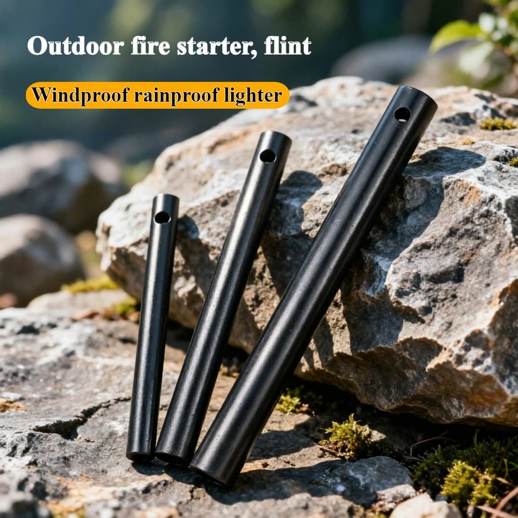Windproof Fire Starter with Flint Igniter & Replaceable Magnesium Rod,  Ignition Tool  Camping Hiking Picnic, Survival Gear