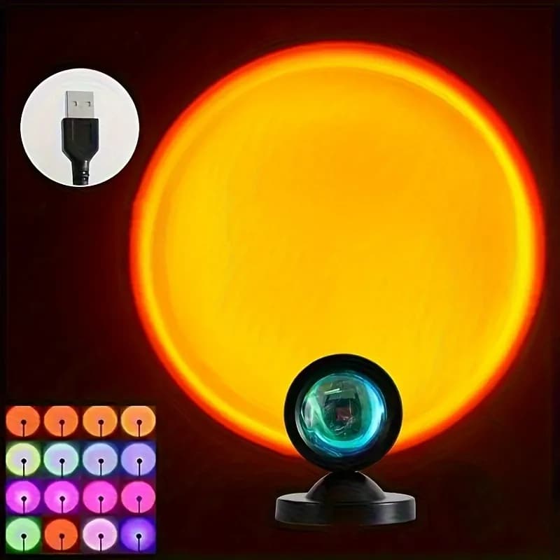 Sunset Light Projection LED Light with Remote Control, 16 Colors Night Light, RGB Lighted Sunrise Lights - 3