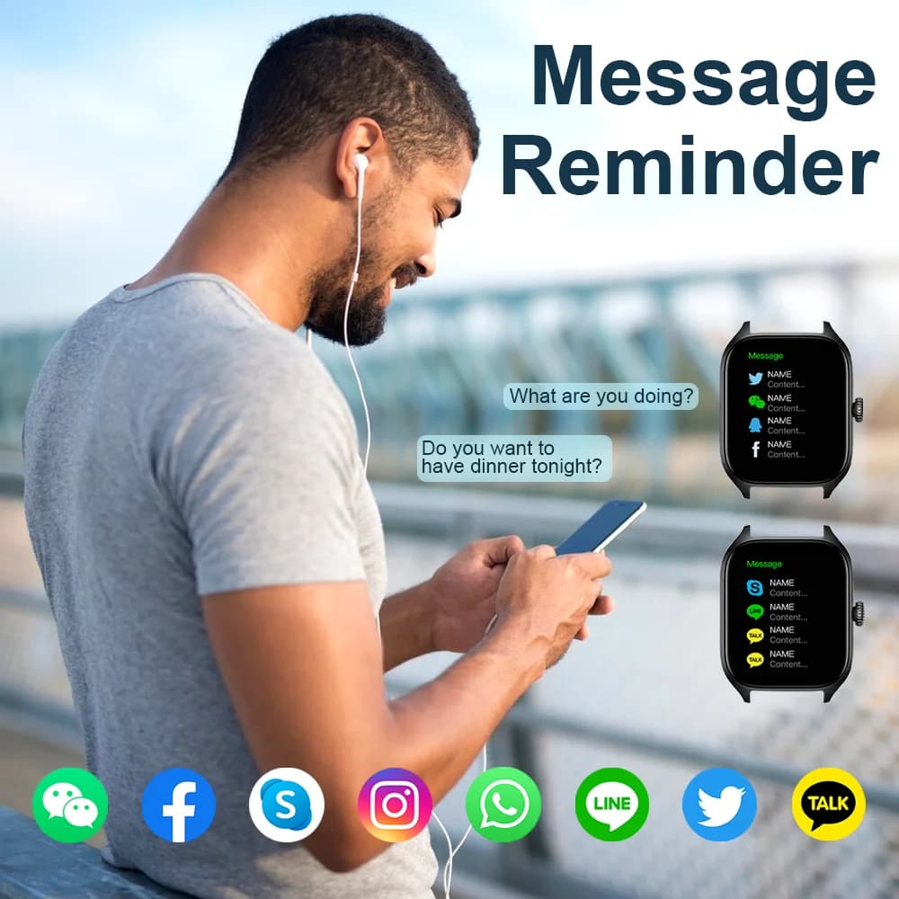 LAXASFIT H9 Smartwatch الاتصال الهاتفي للرد على المكالمات السعرات الحرارية تتبع معدل ضربات القلب مراقبة الأكسجين في الدم بلوتوث ساعة ذكية - 4