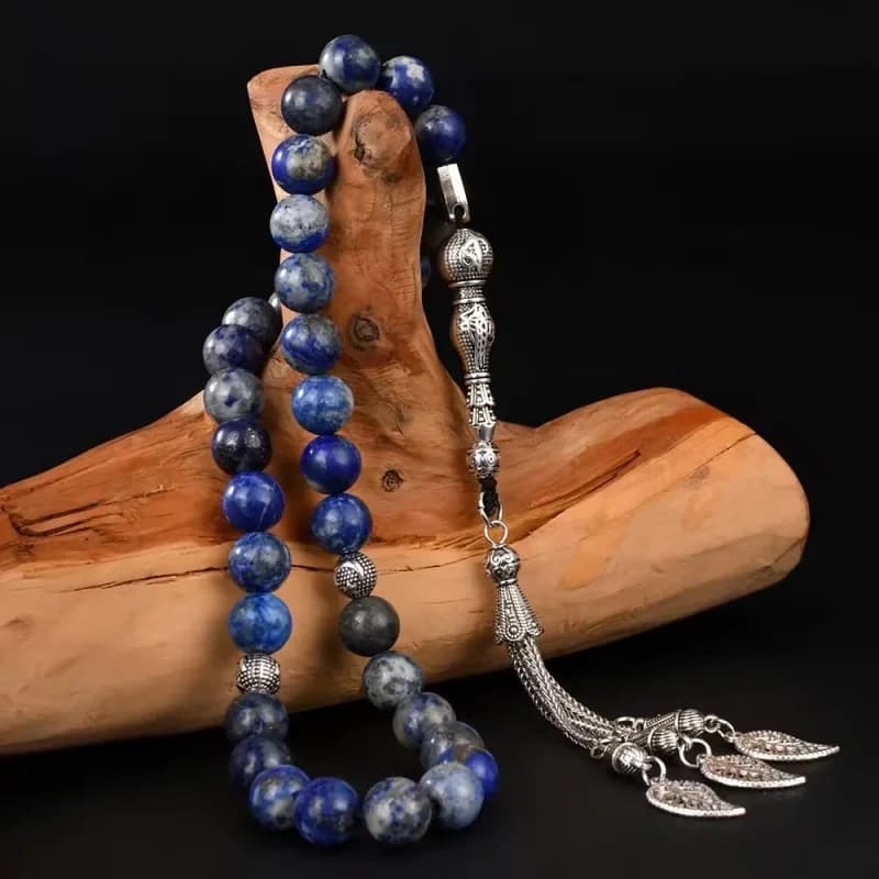 Muslim Rosary Bracelet 10mm natural Lapis Lazuli 33 prayer Beads TASBIH Middle Eastern Men and Women prayer hands - 2