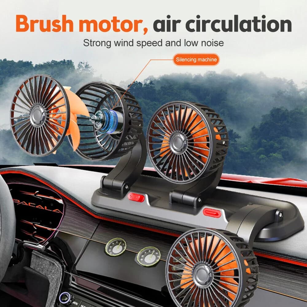 12v Automotive fan Car Fan 24v 360° Adjustable 3 Head Air Fan Low Noise Multifunctional Temporary Parking Card Auto Vehicles fan - 3