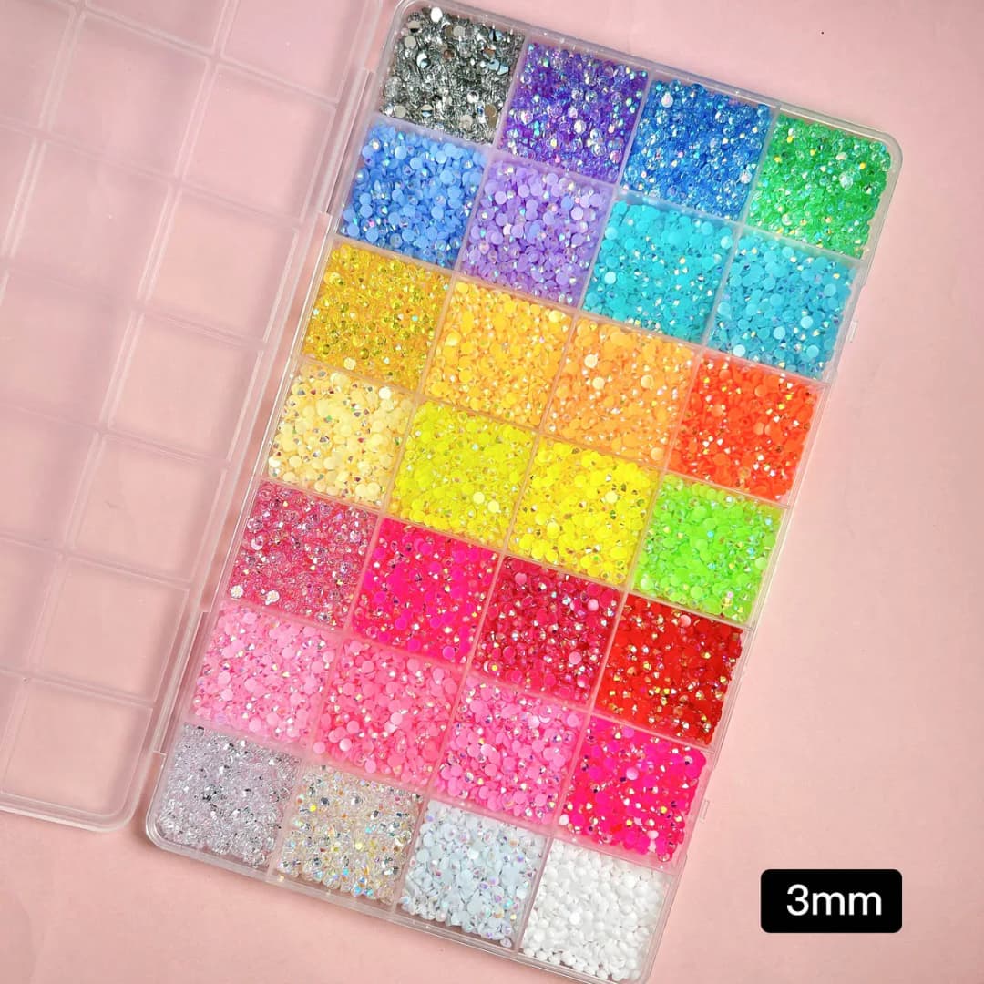 1Box Hot Selling Nail Rhinestone Bedazzling Kit 3D Multi-colors 3mm Resin Diamond Jewelry DIY Phone Case Nails Art Accessories - 2