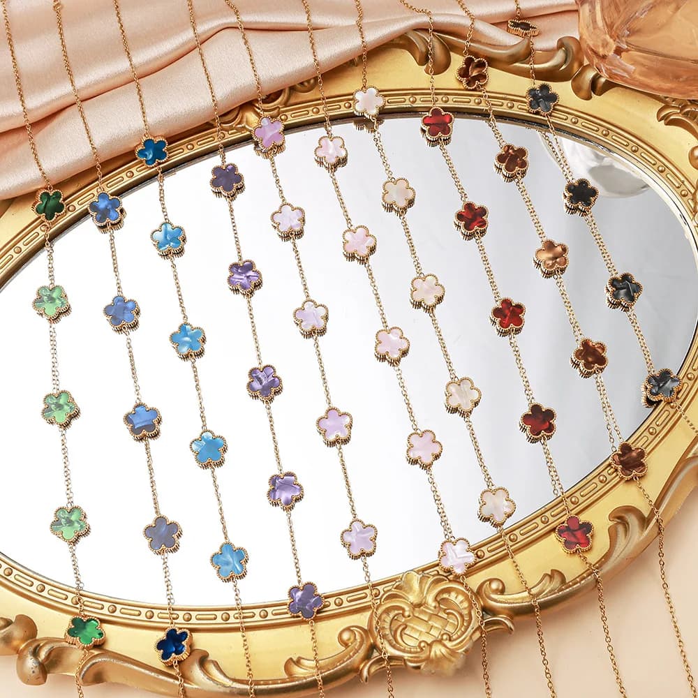 أسورة من الفولاذ المقاوم للصدأ على شكل زهرة ذات خمس بتلات، هدية فاخرة للحفلات والمناسبات