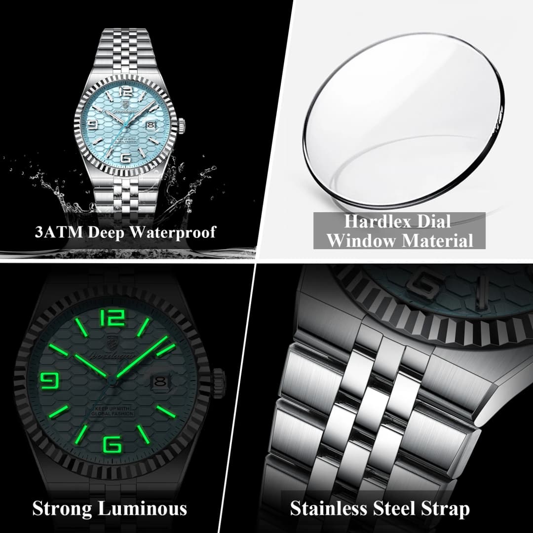 POEDAGAR High Quality Original Men Clock Waterproof Luminous Date Luxury Man Watch Stainless Steel Quartz Men's Watches Male+Box - 3