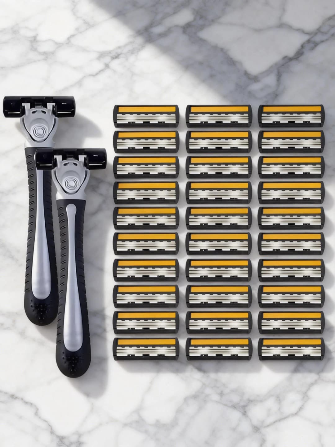 Variety Packs Skin Guard Anti-Slip Handle Replacement Triple Blades Reusable Safety Manual Razors for Men Shaving Bathing Trave