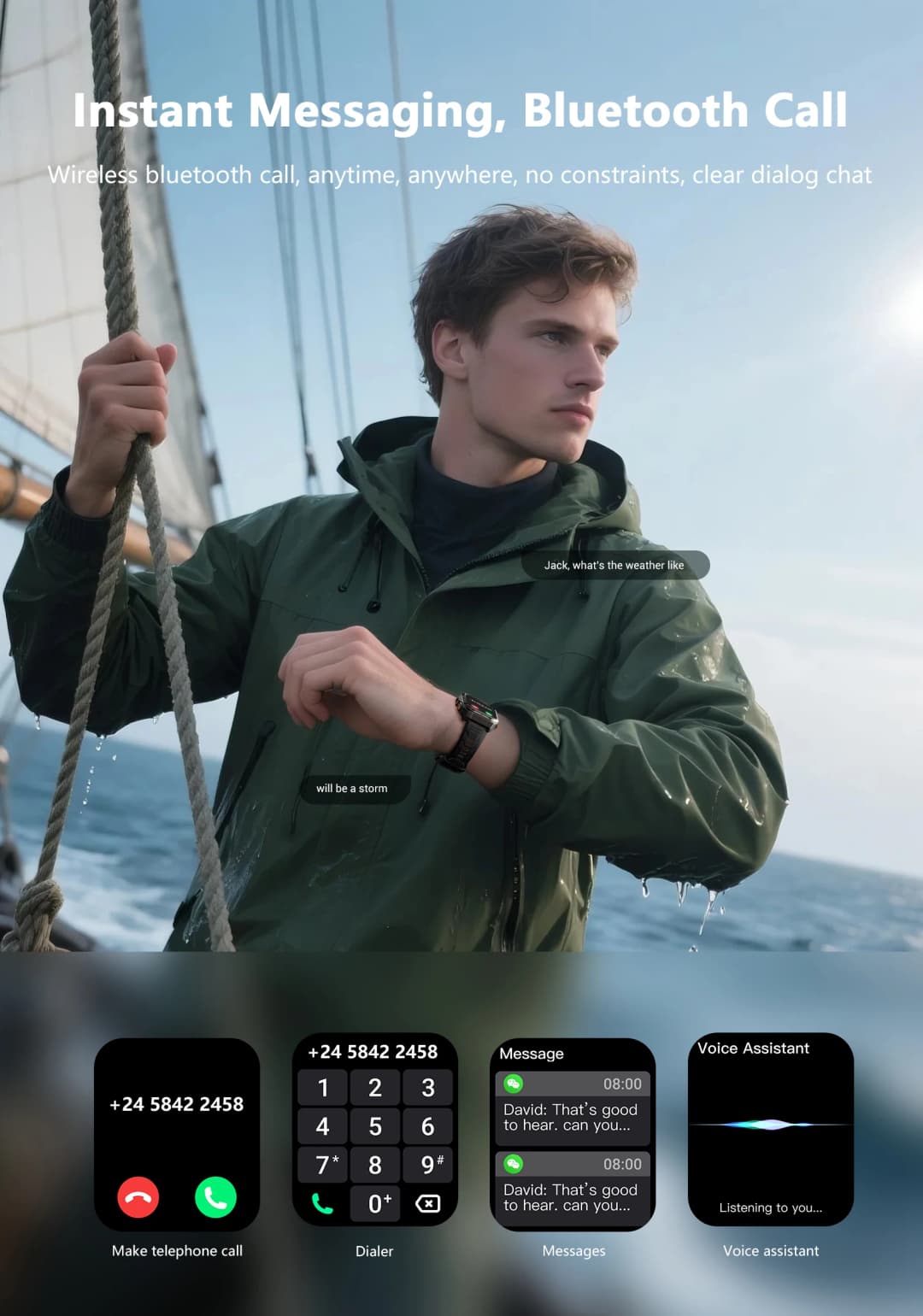 ساعة ذكية خارجية Blackview W80 PRO مع تحديد المواقع GPS، شاشة 1.91 بوصة TFT، بطارية 900mAh مع كشاف، ساعة مراقبة الصحة - 3