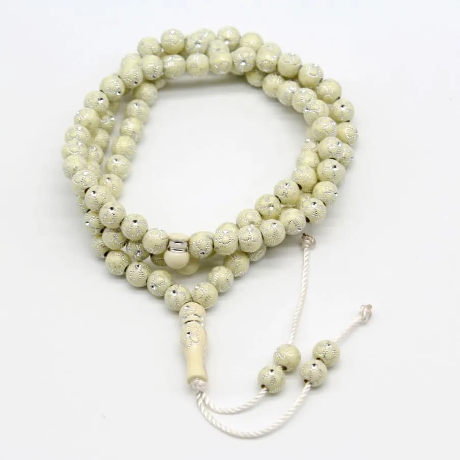 سبحة أكريليك 99 حبة 8 ملم حبات صلاة مسلمة للعبادة اليومية وهدية رمضان إسورة مسبحة إسلامية - 4