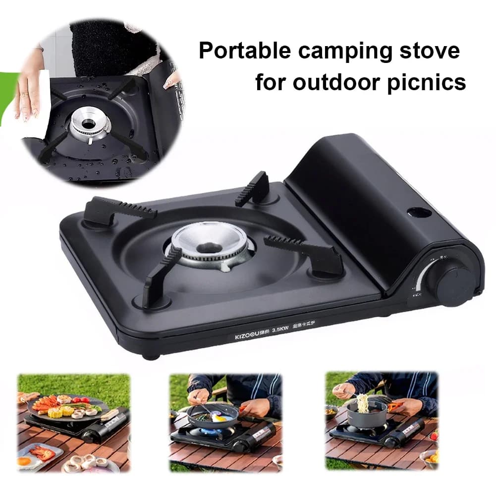 Portable Single Burner Camping Gas Stove - Automatic Ignition Cassette Stove for Indoor Outdoor Cooking Hiking Picnic - 2