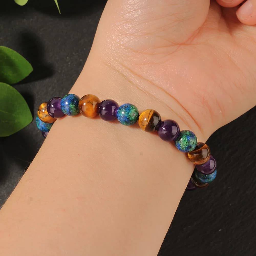 Fashionable mixed color bead bracelet handmade elastic rope bracelet suitable for daily wear as a holiday gift - 5